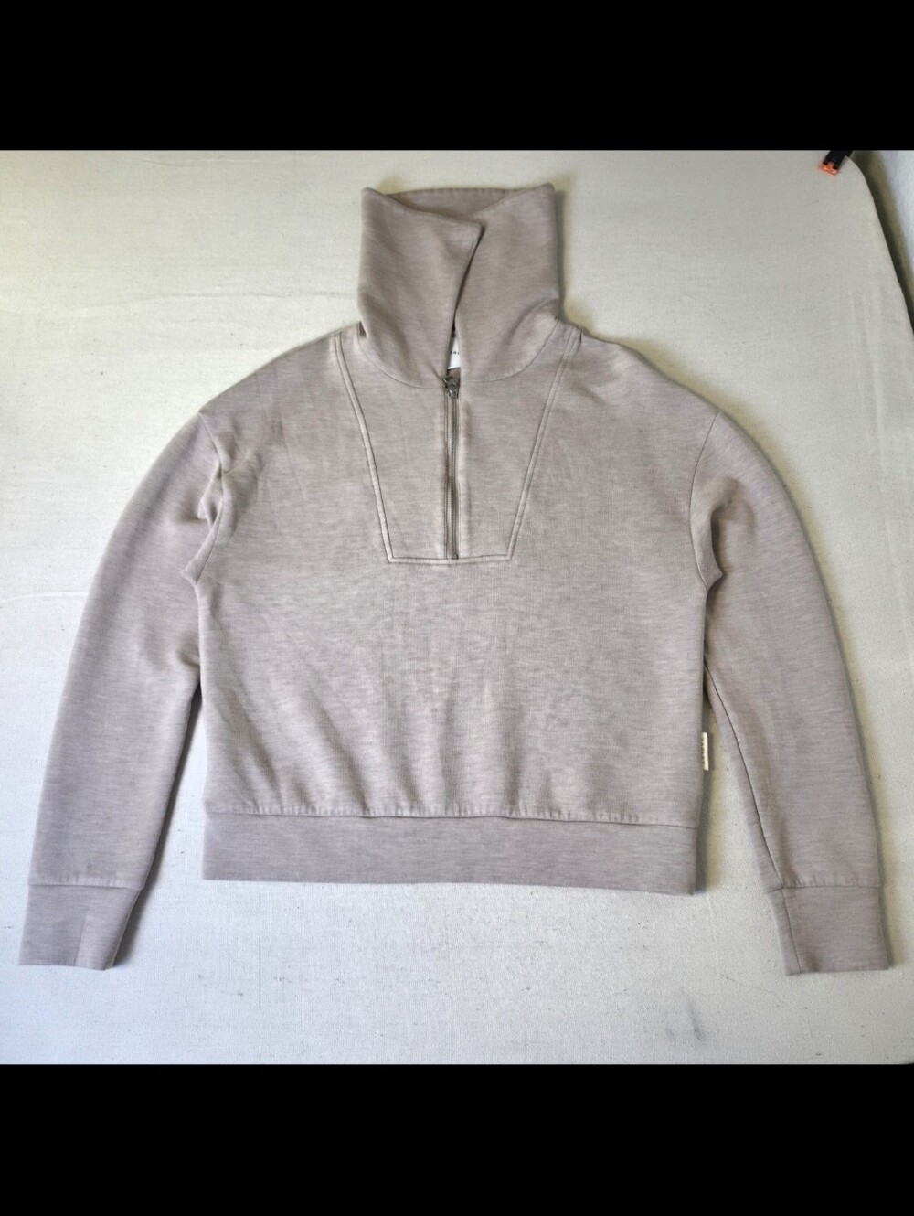 Varley Yates Half-Zip Sweat Sweatshirt Taupe Marl Women's Size S